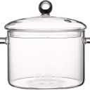 Vaguelly Glass Pot cooking Pot 1500ml Glass Saucepan with Cover for Noodle Milk Soup, for Microwave and Stovetop