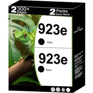 923e Ink Cartridges Compatible Replacement for HP 923 XL 923XL Work for OfficeJet 8120 8122 8123 8124 8125 8130 8132 8124e Pro 8135e 8138e 8139e 8130e 8132e Printer with V17.2.1 Chip(2 Packs,Black)