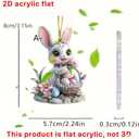 6Pcs Easter Decorations Easter Car Hanging Ornament 2D Flat Acrylic Hangable Rearview Mirror Pendant Cute Cartoon Rabbit Easter Eggs Ornaments Car Pendant Spring Easter Decorations Accessories