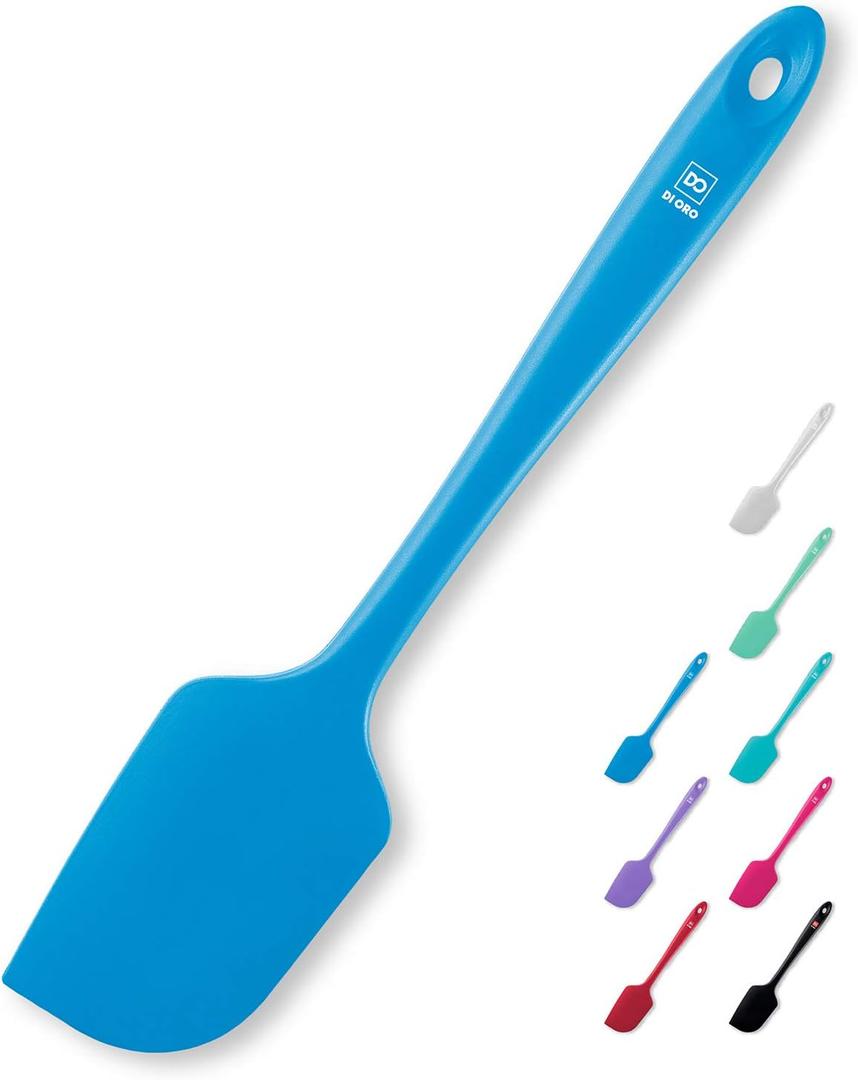 DI ORO Silicone Spatula - 600F Heat-Resistant Rubber Kitchen Spatula for Baking, Scraping, & Mixing - BPA Free Nonstick Cookware Safe Flexible Utensil for Cooking - Seamless & Dishwasher Safe (Blue)