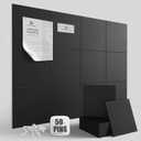TSJOFFICE Large Cork Board for Wall - Bulletin Board 48" x 36" with 50 Pushpins for Office Decor, Pin Board 12 Pack Felt Wall Tiles with Safe Removable Adhesive Tabs, Corkboard for Home Office - Black