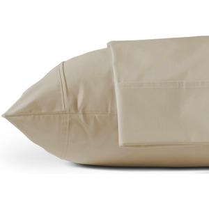 Linen Home 100% Cotton Percale Pillowcases Queen Size, Light Taupe, 2 Pieces of Pillow Case, Crisp and Cool Strong Bed Linen, 20 inches X 30 inches