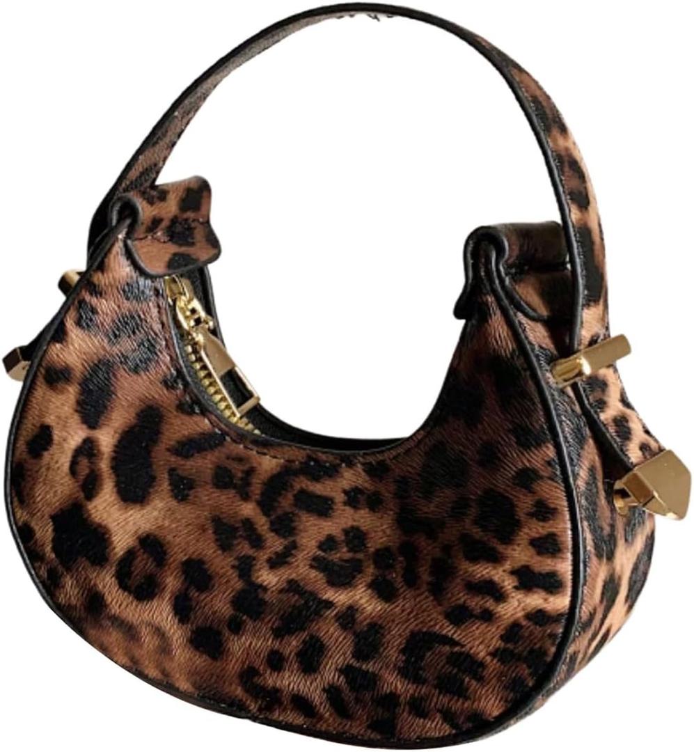 Milumia Women's Leopard Print Hobo Leather Clutch Purse Top Handle Mini Handbags (Brown) Milumia Women's Leopard Print Hobo Leather Clutch Purse Top Handle Mini Handbags (Brown)