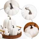 DomeStar 16PCS White Fake Pumpkins for Decorating, Faux Pumpkins Fall Harvest Decor, Halloween Decorations, Thanksgiving Table Centerpieces and Baby Shower Decor