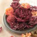 Floroom Mini Artificial Flower Heads Burnt Orange & Burgundy Fake Peony Daisy Rose Multicolor Small Faux Silk Flower Heads for Cake Craft Garland Wedding Party Graduation Cap DIY Home Decoration