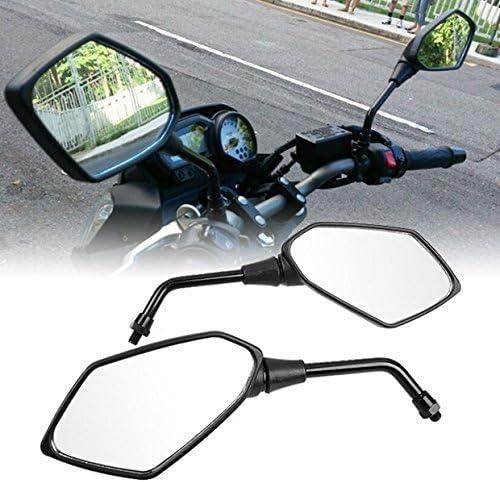 Motorcycle Rear View Side Mirrors-10mm Clockwise Threaded Mounting Bolt-Fits for Kawasaki, for Suzuki, for Victory and More-Pair