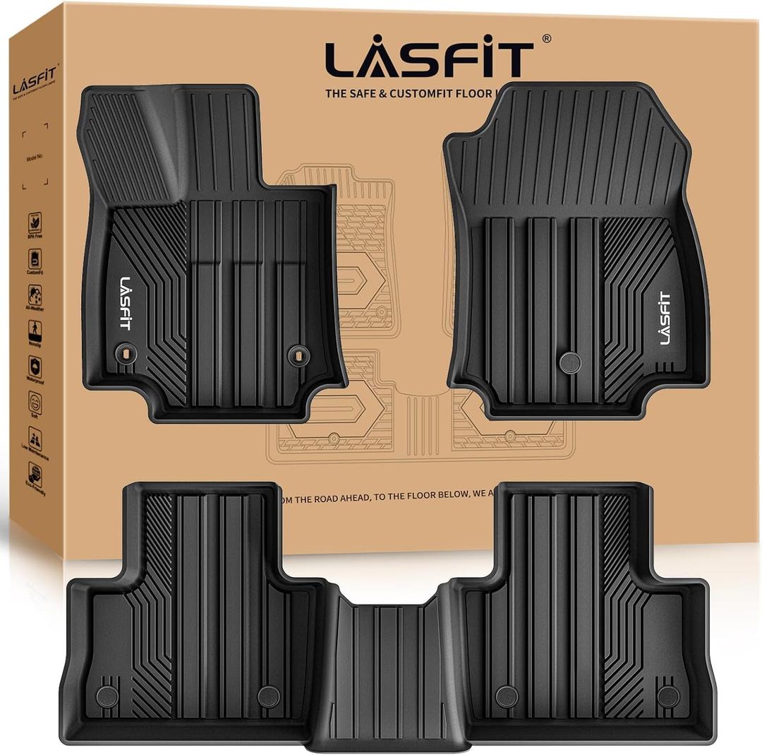 LASFIT Floor Mats for Toyota RAV4 2019-2025 (Not Fit Hybrid) All Weather Automotive Floor Mats for RAV 4 TPE Custom Fit Floor Liner 1st & 2nd Row Car Mat Accessories, Lifespan 5 Years+, Black