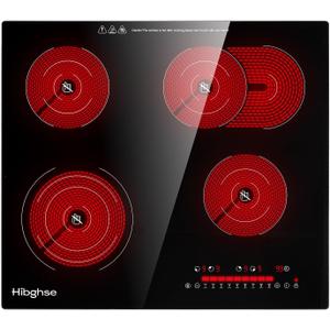 Electric Cooktop 24 Inch 220-240V, Built-in Ceramic Cooktop, Radiant Electric Stove Top with Safety Lock, Timer & Glass Protection Metal Frame, Over-Temperature Protection, Hard Wire(No Plug)