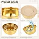 20 PCS Gold Mixing Bowls with Lids Set - 7 Mixing Bowls with 3 Graters, 8 Measuring Spoons, 1 Whisk, and 1 Food Tong, Nesting Bowl Set for Baking, Cooking, Meal Prep