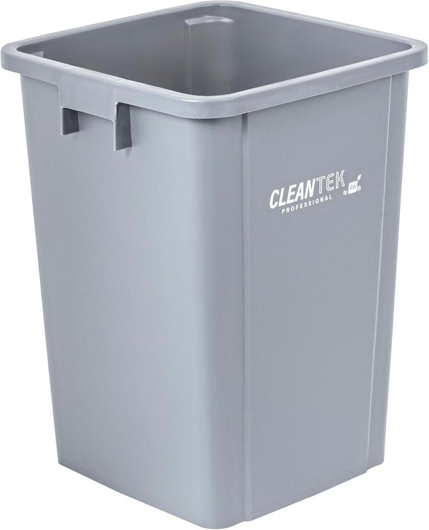 Restaurantware-Clean Tek Professional 19 Gallon Trash Can, 1 Square Waste Basket - Lid Sold Separately, Space Saving, Gray Plastic Garbage Bin, Ideal For Home, Office, Restaurant, And More