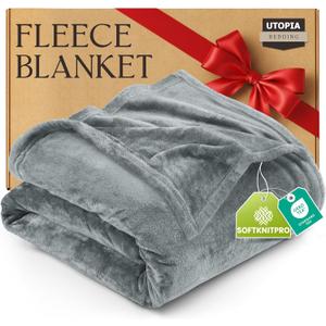 Utopia Bedding Fleece Blanket Twin Size Ash Grey 300GSM Luxury Anti-Static Fuzzy Soft Microfiber Bed Blanket (60x80 Inch)