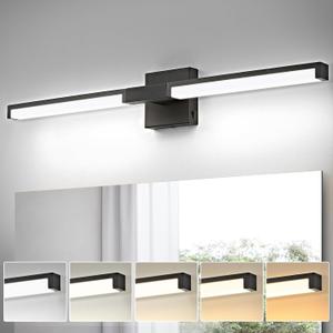 OKELI Modern Bathroom Light Fixtures Over Mirror, 32 Inch Matte Black Vanity Light Bar for Bathroom, 16W 5CCT Diammable Wall Light