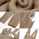 luvamia Sherpa Overalls for Women Loose Fit Winter Fuzzy Fleece Warm Bib Pocket Adjustable Jogger Baggy Overall Jumpsuit (Brown, L)