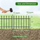 FOREHOGAR Decorative Metal Garden Fence 18 in H x 20 ft L, Small Border Fence Roman Column Deco, Garden Fencing for Yard Flower Bed Lawn Landscape Outdoor, 10 Panels + 11 Stakes Black