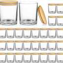 SUPMIND 30 Pack Glass Candle Jars -7oz Clear Empty Candle Jars with Bamboo Airtight Lid, Bulk Candle Containers for Making Candles, 7 Fl.oz