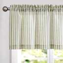 jinchan Valance Curtain Linen Textured Striped Window Curtain for Living Room Light Filtering Farmhouse Valance for Kitchen Rod Pocket 1 Panel 16 Inch Sage Green on Linen 1 Panel
