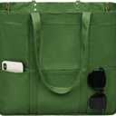 Large Canvas Tote Bag for Women - Utility Work Tote with Zipper Foldable Heavy Duty Shopping Bag