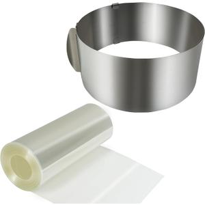 Adjustable Cake Ring Set, Stainless Steel Pastry Ring Mousse Cake Mould with 5-Inch Cake Collar for Baking, Cake Decorating