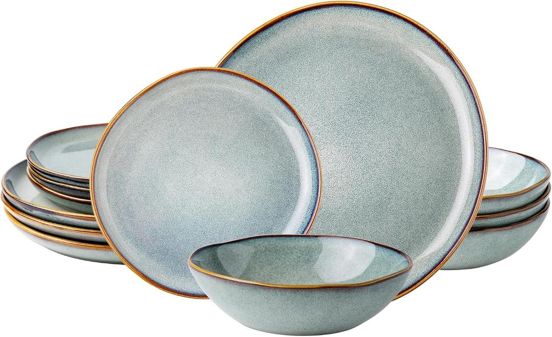 AmorArc Ceramic Dinnerware Sets for 8, 24Pcs Plates and Bowls Sets Dishes