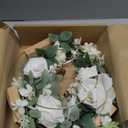 Ling's Moment Candle Holder Hoop Wreath Floral Centerpieces for Sweetheart Table, Head Table, Ceremony Reception Artificial Flowers Decorations (Set of 3, White)