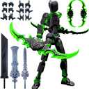 T13 Action Figure Set,Titan 13 Action Figure with Multiple Accessories,Easter Basket Stuffers for Boys (Black-Green)