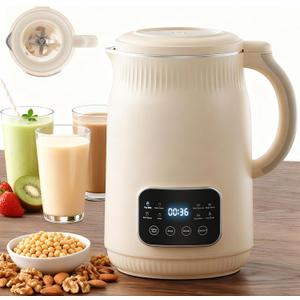 50oz Nut Milk Maker Machine(Stainless Steel) Blender, 8-in-1 Automatic Soy Milk Maker for Vegan, Homemade Almond/Coconut/Oat Plant-Based Milk with 18H Delay Start,4H Keep Warm, Self-Clean& Boil Water