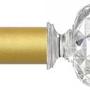 TVWOO Gold Decorative Crystal Curtain Rods:36-88 Inch Heavy Duty Adjustable Window Curtain Rods for Bedroom Living Room,Brass Golden Modern Girly Acrylic Drapery Pole with Sheer Bling Diamond Finials