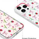 Jusy Compatible with iPhone 11 Pro Max Clear Case with Design, for Women Girly Cute Bow Phone Case Soft TPU Shockproof Protective for iPhone 11 Pro Max - Strawberry Bow