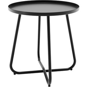 Outdoor Side Table, Indoor & Outdoor 18" Round Patio Side Table, Small Metal Side Table for Porch, Balcony, Living Room, Black