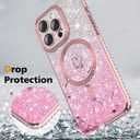 2 x for iPhone 15 Pro Max case, Compatible with MagSafe, Luxury Plating Heart Pattern Design, Full Camera Lens Protector Soft TPU Protective Phone Case for Women Girls 6.7" (Pink)