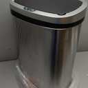 PayLessHere 13 Gallon / 50 Liter Trash Can Stainless Steel Touchless Trash Bin Oval Shape Office Waste Bin for Kitchen Bathroom Bedroom Living Room with Lid Powered by Batteries (not Included)