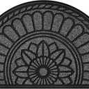 Mibao Half Round Door Mat, Non-Slip Welcome Entrance Way Durable Rubber Low-Profile Heavy Duty Doormat, Half Circle Mats for Garage, Patio, High Traffic Areas, 23.5" x 35.5", Gray (1'11" x 2'11" (Semicircular), Grey)