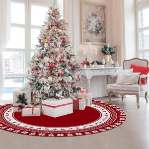 58 Inch Christmas Tree Skirt,Large Christmas Tree Skirt with Snowflake and Reindeer, pefect for Holiday Party Decor, Christmas Tree Decoration