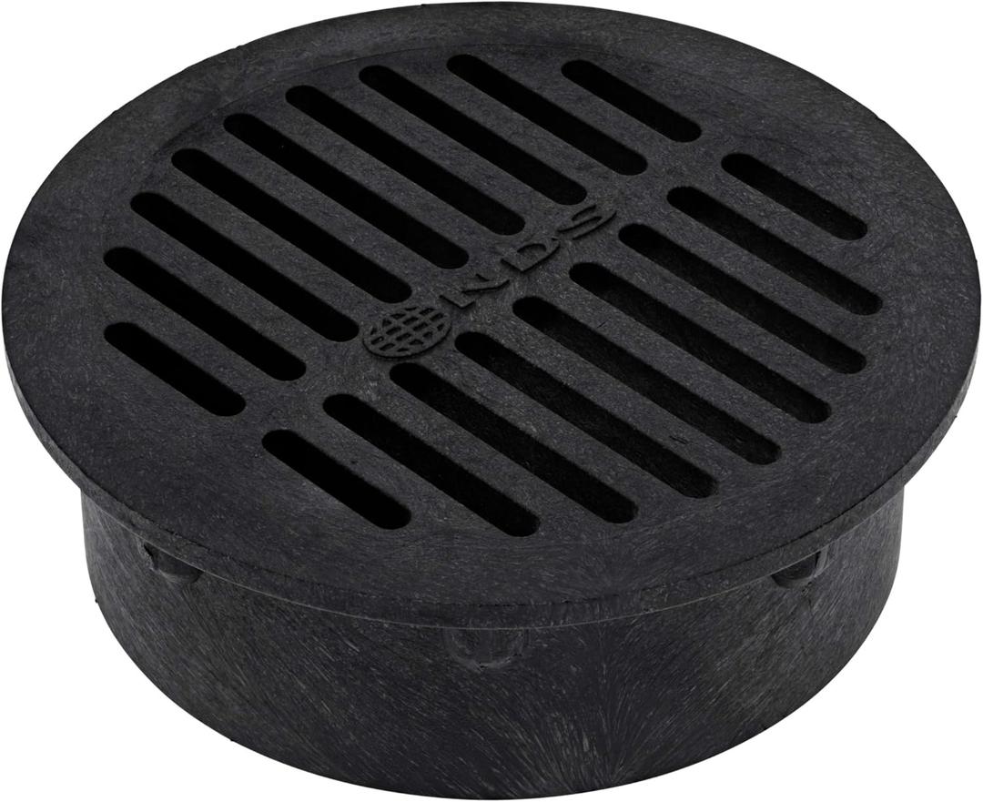 NDS 40, Grate Cover, Connects to Round 6 in. Speed-D Catch Basin 6 Inch Drain Pipes & Fittings, for Small Lawns, Landscaping, and Patios, Black Plastic