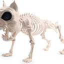 JOYIN 16 Posable Puppy Skeleton Halloween Decorations Realistic Plastic Dog Animal Bones with Movable Joints for Halloween Indoor Outdoor Decor Spooky Scene Party Favors Graveyard Decor