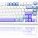 AULA F99 Pro Wireless Mechanical Keyboard with Knob,Tri-Mode BT5.0/USB-C/2.4GHz Hot Swappable Keyboard,Pre-lubed Switches,RGB Backlit Computer Gaming Keyboards (White&Blue&Purple) (With Knob-White&Blue&Purple)