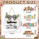 20Pcs Interchangeable Welcome Sign for Front Door Seasonal Wooden Holiday Wreaths Farmhouse Door Decor Changeable Outdoor Decorations for Home Porch Gifts Christmas Fall Outside Hanging Sign