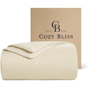 Cozy Bliss Cooling Comforter Queen Size, Reversible Lightweight Cooling Blankets for Hot Sleepers and Night Sweats, Q-Max>0.45 Soft Breathable Silky Smooth Summer Comforter, Khaki, 90"x90"