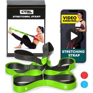 Stretching Strap with Loops - Non Elastic Stretch Band for Physical Therapy, Yoga Strap for Stretching Equipment, Stretch Bands for Exercise and Flexibility - Fascia, Hamstring & Leg Stretcher Belt