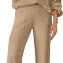 MEROKEETY Women's 2 Piece Outfits Lounge Sets Fall Winter Long Sleeve Knit Sweater Wide Leg Pant Matching Set (S)