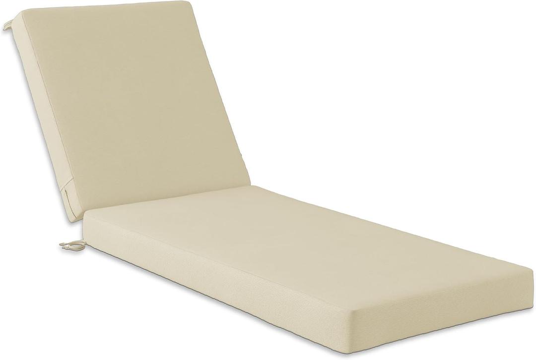 Codi Outdoor Lounge Chair Cushion, Chaise Cushions for Patio Furniture, Double Waterproof Fabric for Pool, 72 x 22.5 x 3.5 Inch 1PK Beige