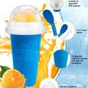 Slushie Cup, DIY Magic Slushy Maker Cups, Portable Slushy Cup for Juices, Milk and Ice Cream Make, Double Layers Silica with Lid & Straw for Kids, Friends, Family (Blue)