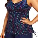 Talisea Plus Size Tankini Swimsuits for Women Two Piece Bathing Suits with Shorts Tummy Control Swimwear, 24W