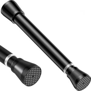 Black Small Tension Curtain Rod 16 to 26 Inch, 7/8" inch Adjustable Short Curtain Rod No Drilling, Spring Curtain Rod for Windows Kitchen Closet Doorway