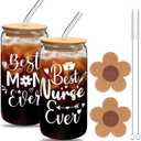 2 Packs Appreciation Gifts for Women Christmas Gift 16 Oz Glass Cups Women Teacher Personalized Glass Tumbler from Students Thank You Presents(Nurse)