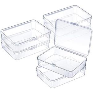 Jetec 6 Pieces Mini Plastic Clear Beads Storage Containers Box for Collecting Small Items, Beads, Jewelry, Business Cards, Game Pieces, Crafts (4.5 x 3.3 x 1.2 Inch)