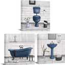 Nachic Wall Lavender Bathroom Wall Art Spa Picture Prints Modern Grey and Blue Bathroom Decor (Blue)