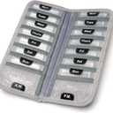 AM/PM Bi-Folding Pill Organizer + Supplement Case for OTC Medicine, Prescription + Vitamins - 14 Labeled Monday-Sunday Slide Lock Pouches, Grey Travel Pill Case