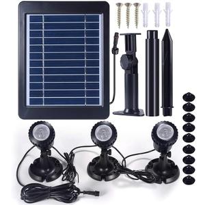 IP68 Waterproof Solar Powered Underwater Lights Landscape Spotlights RGB Submersible Pool Spotlight for Garden Tank Decor (Color : 3Head-White)