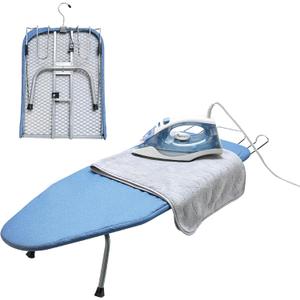 Metal Foldable Tabletop Ironing Board with Iron Rest, Portable Ironing Board Small with Heat Resistant Cotton Cover, Mini Iron Board for Small Space and Travel, 31"x12",Blue